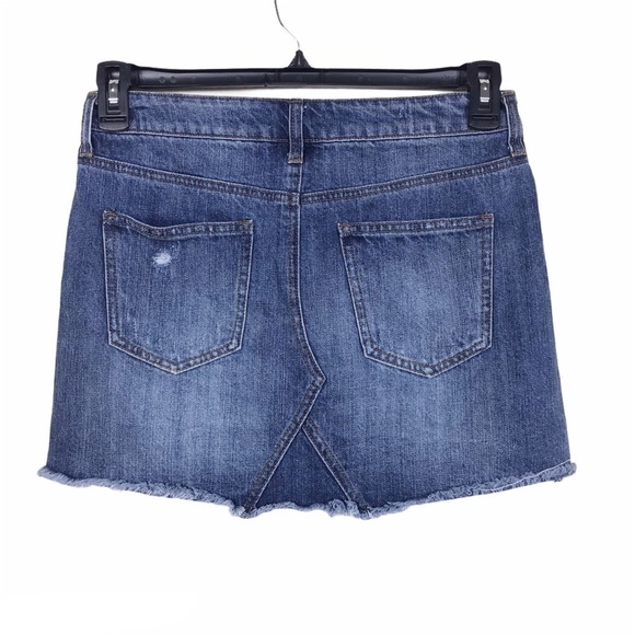 Altar'd State Ripped Raw Hem Jean Denim Skirt 5 - Picture 4 of 5